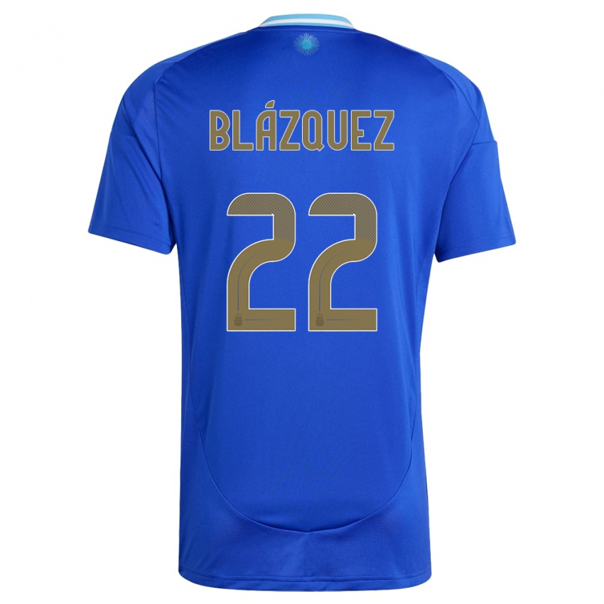Enfant Maillot Argentine Joaquin Blazquez #22 Bleu Tenues Extérieur 24-26 T-Shirt Suisse