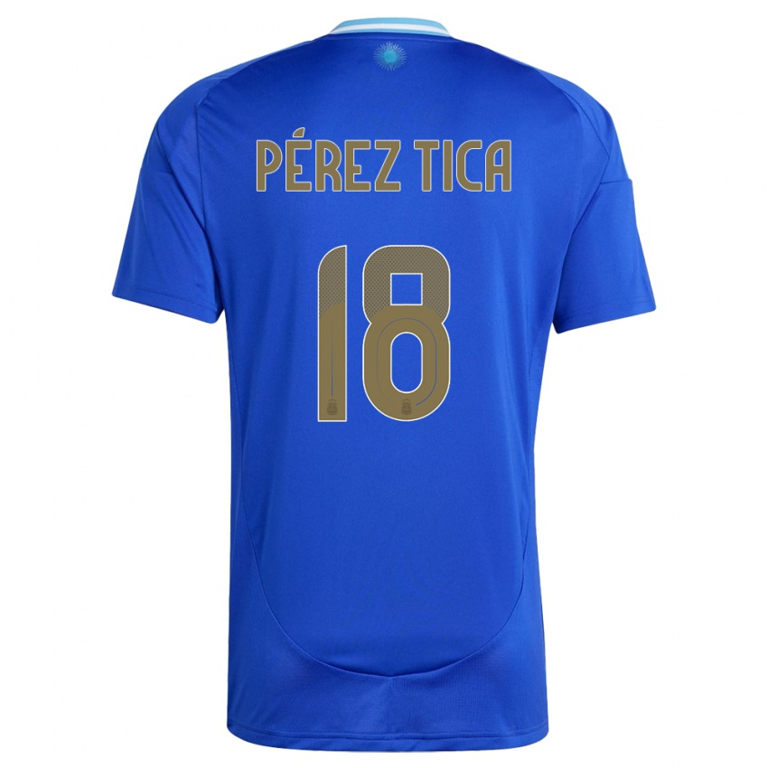 Kinder Argentinien Jeremias Perez Tica #18 Blau Auswärtstrikot Trikot 24-26 T-Shirt Schweiz