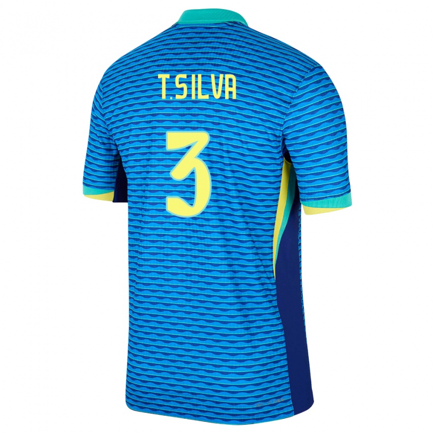 Kinder Brasilien Thiago Silva #3 Blau Auswärtstrikot Trikot 24-26 T-Shirt Schweiz