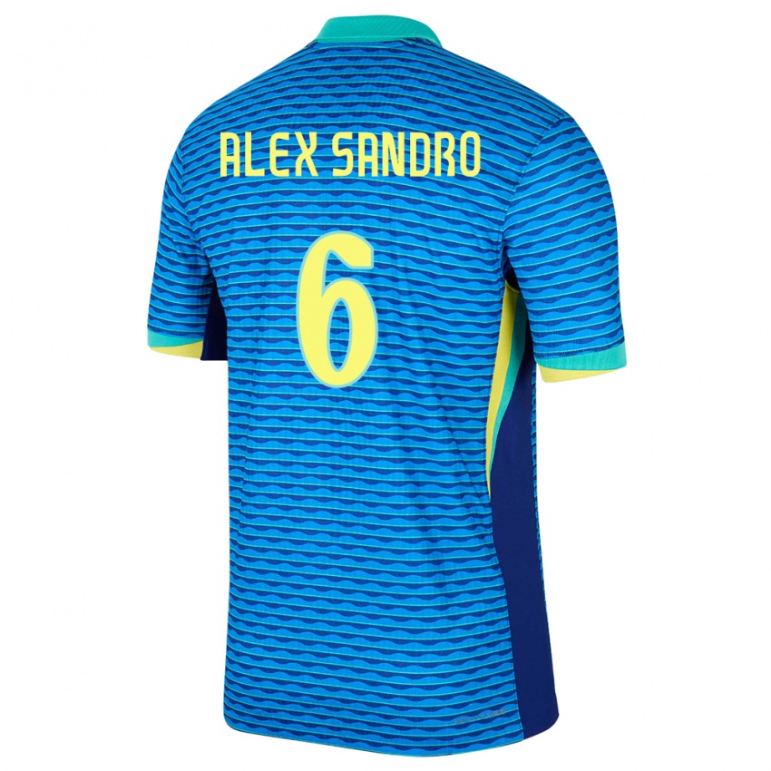 Enfant Maillot Brésil Alex Sandro #6 Bleu Tenues Extérieur 24-26 T-Shirt Suisse