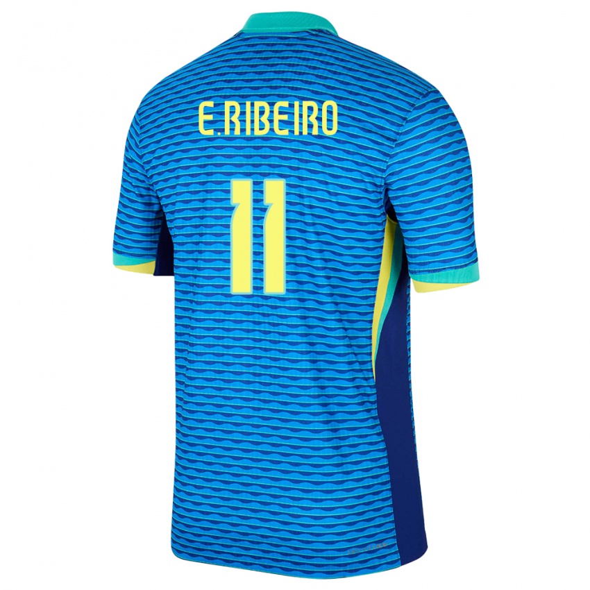Enfant Maillot Brésil Everton Ribeiro #11 Bleu Tenues Extérieur 24-26 T-Shirt Suisse