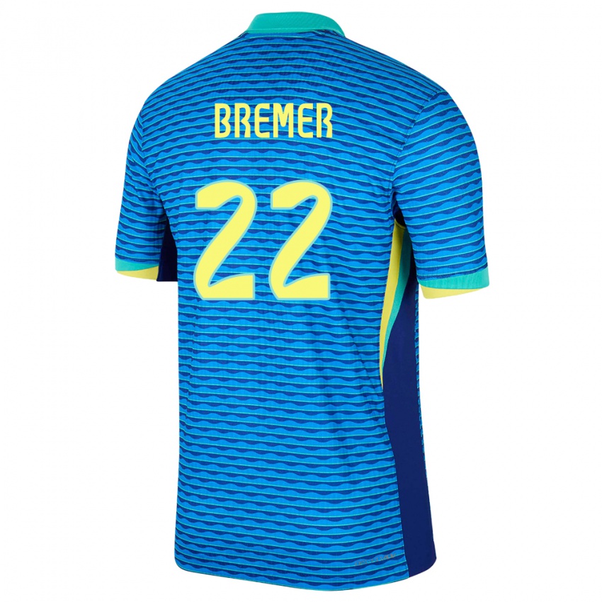 Enfant Maillot Brésil Bremer #22 Bleu Tenues Extérieur 24-26 T-Shirt Suisse