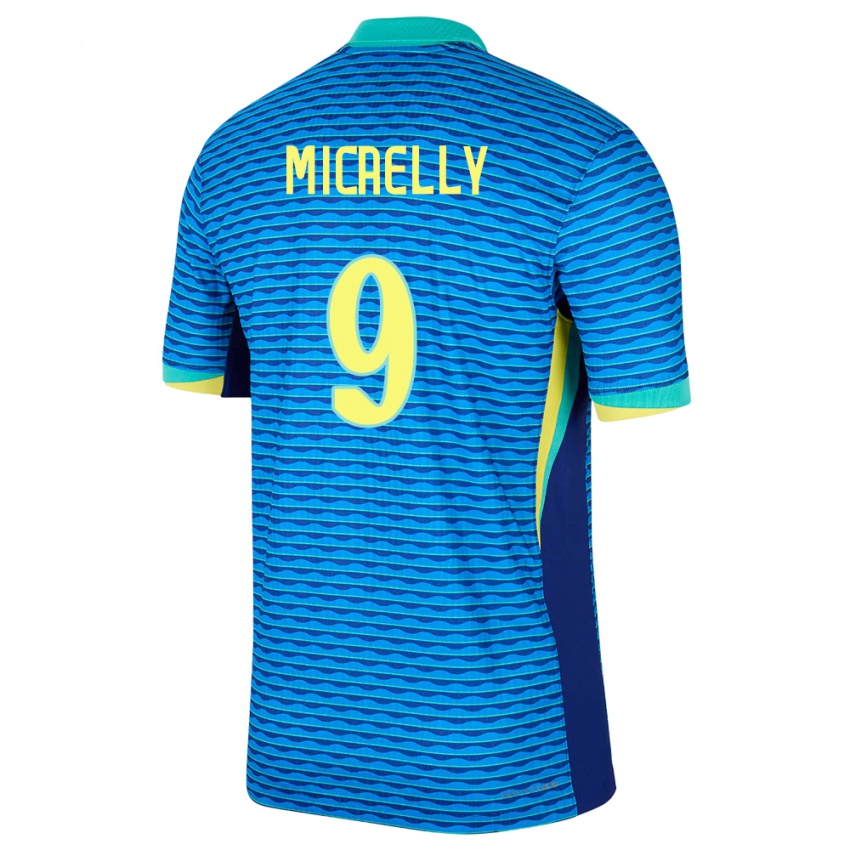 Enfant Maillot Brésil Micaelly #9 Bleu Tenues Extérieur 24-26 T-Shirt Suisse