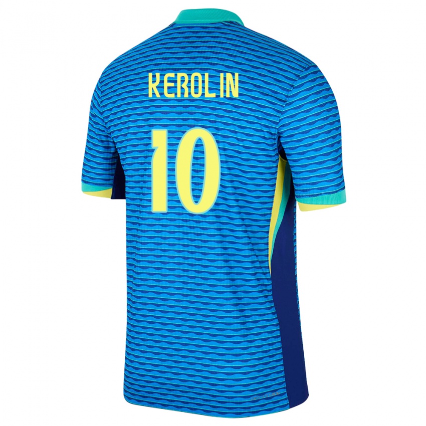 Kinder Brasilien Kerolin Nicoli #10 Blau Auswärtstrikot Trikot 24-26 T-Shirt Schweiz
