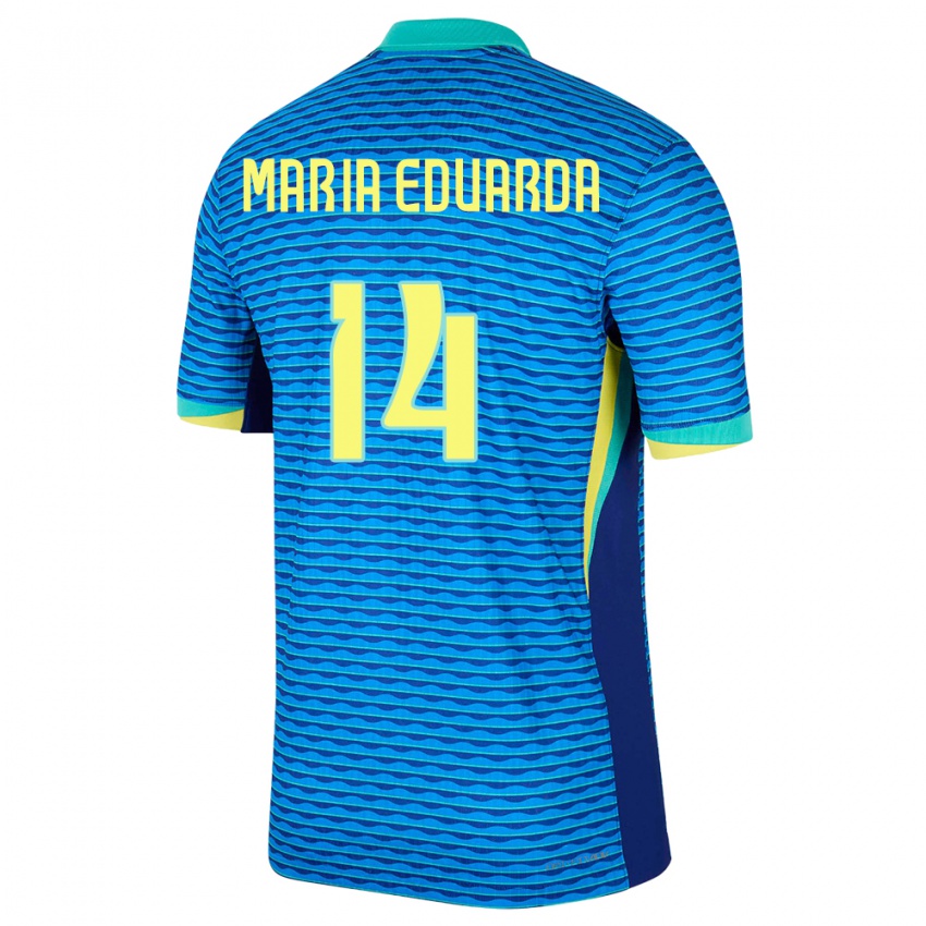 Kinder Brasilien Maria Eduarda #14 Blau Auswärtstrikot Trikot 24-26 T-Shirt Schweiz
