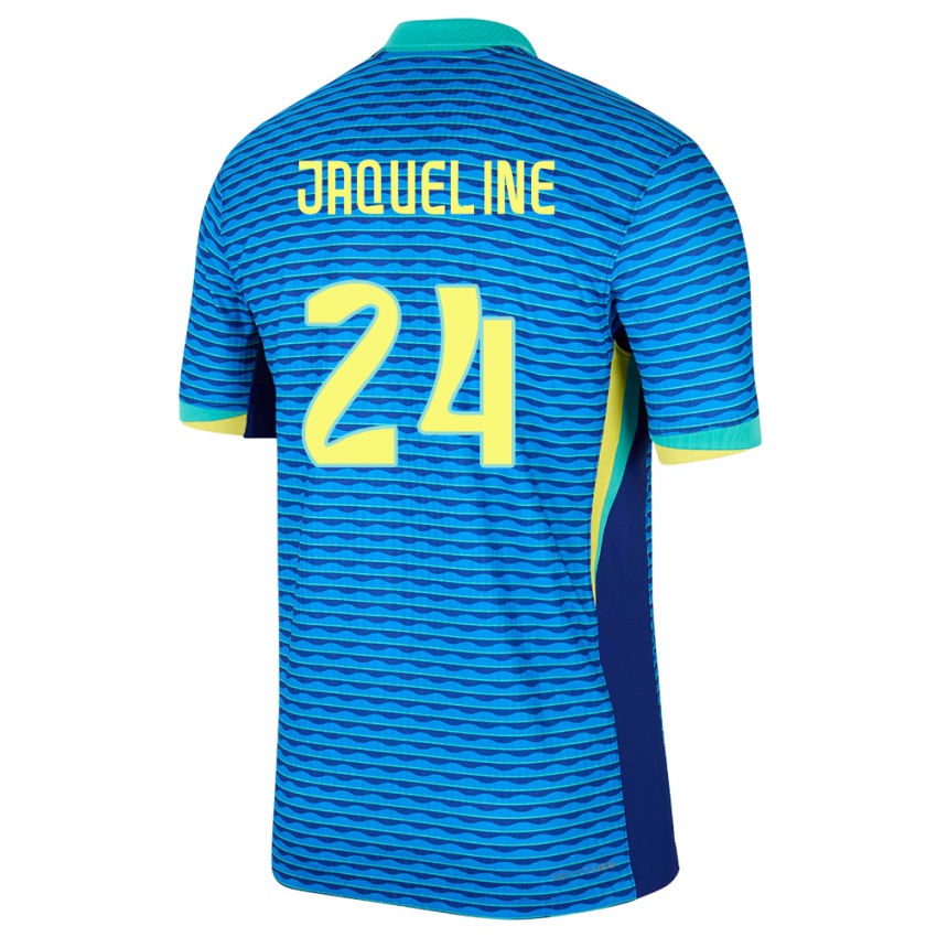 Kinder Brasilien Jaqueline #24 Blau Auswärtstrikot Trikot 24-26 T-Shirt Schweiz