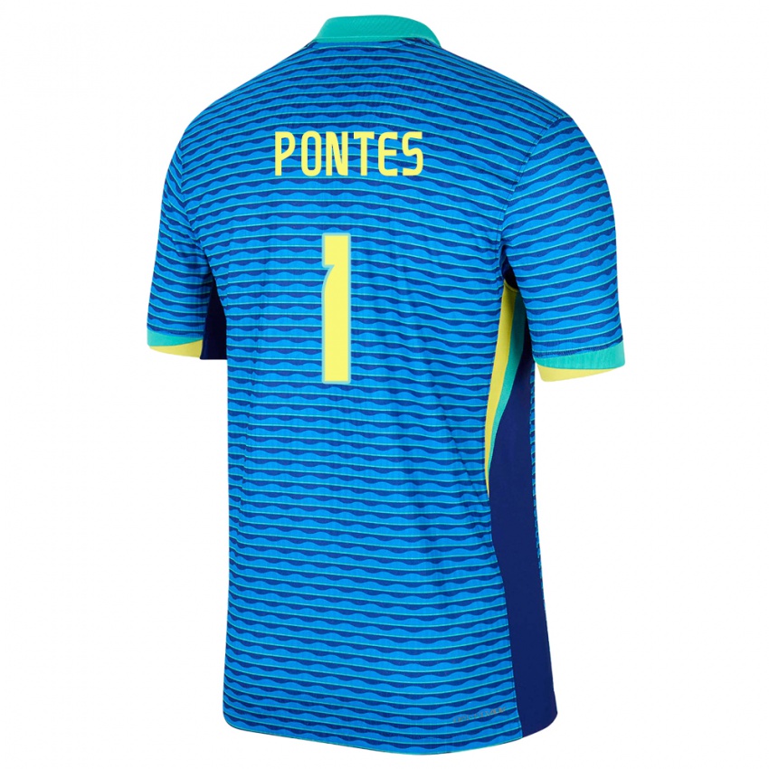 Enfant Maillot Brésil Mycael Pontes #1 Bleu Tenues Extérieur 24-26 T-Shirt Suisse