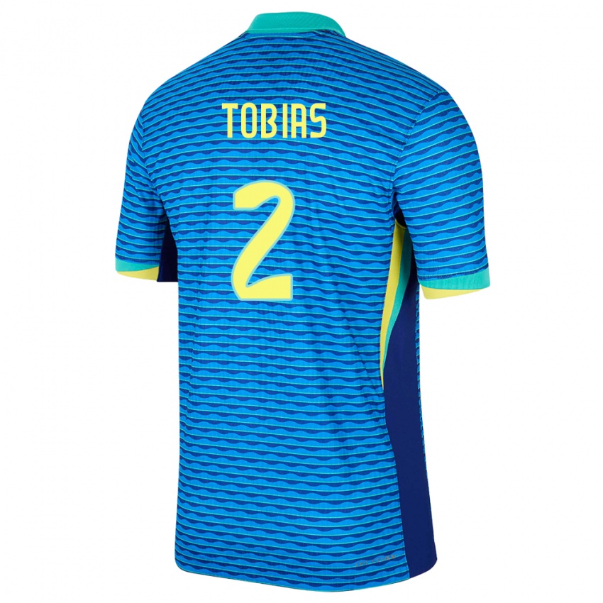 Enfant Maillot Brésil Vinicius Tobias #2 Bleu Tenues Extérieur 24-26 T-Shirt Suisse