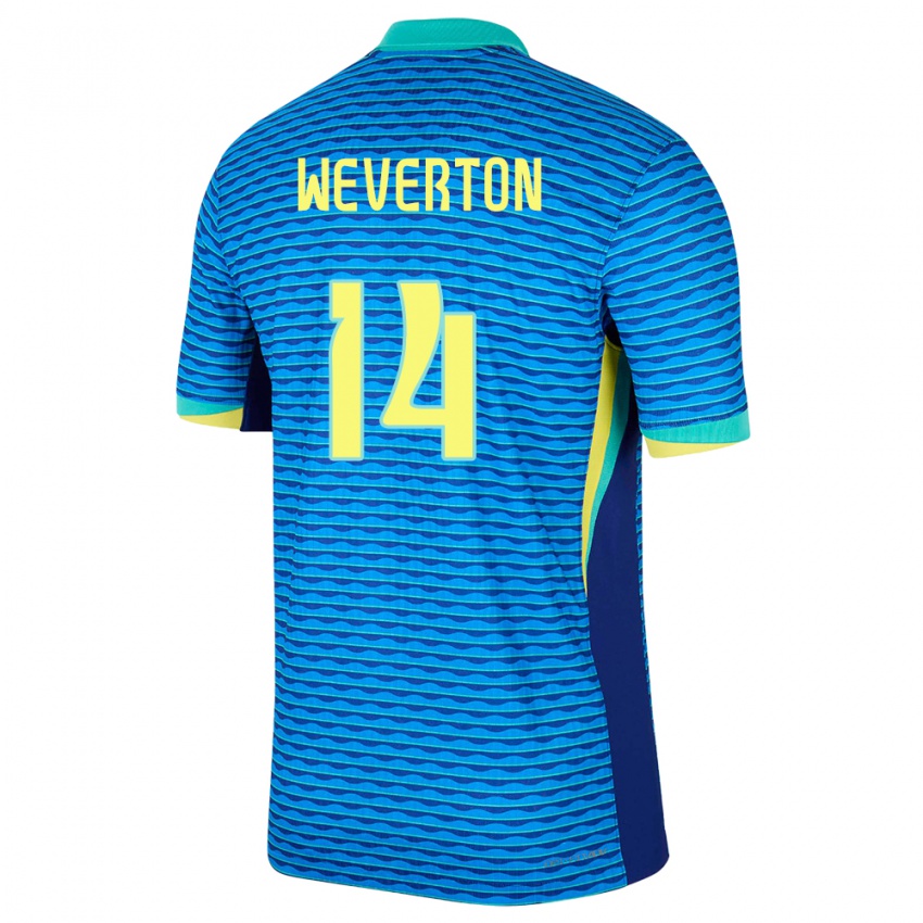 Kinder Brasilien Weverton #14 Blau Auswärtstrikot Trikot 24-26 T-Shirt Schweiz