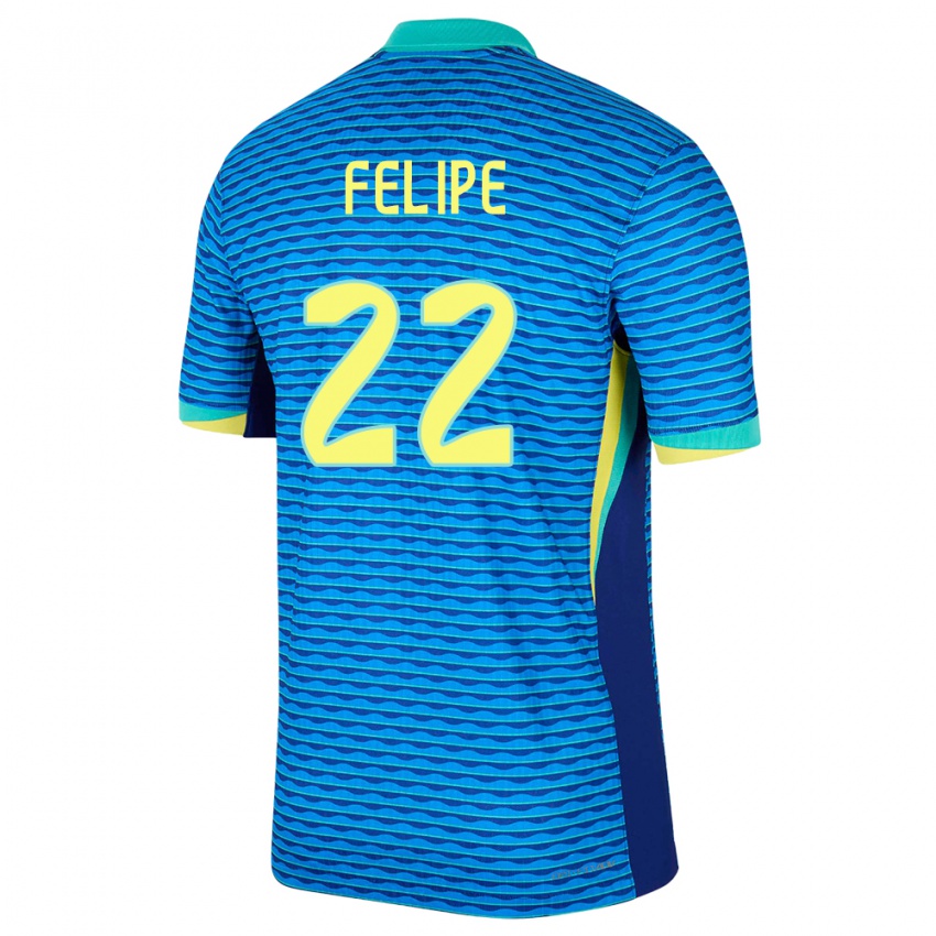 Kinder Brasilien Cayo Felipe #22 Blau Auswärtstrikot Trikot 24-26 T-Shirt Schweiz