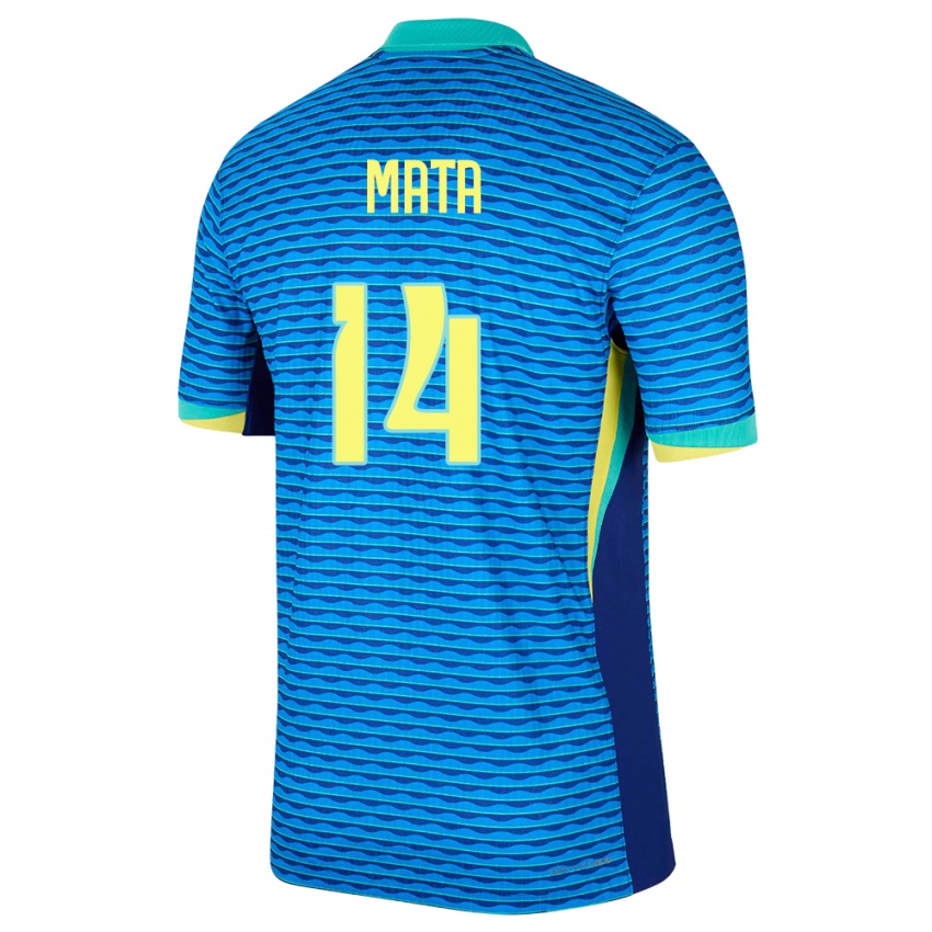Kinder Brasilien Da Mata #14 Blau Auswärtstrikot Trikot 24-26 T-Shirt Schweiz