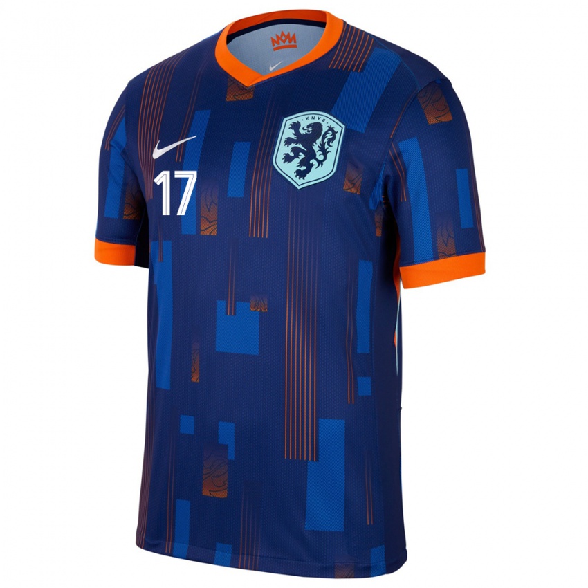 Kinder Niederlande Romee Leuchter #17 Blau Auswärtstrikot Trikot 24-26 T-Shirt Schweiz
