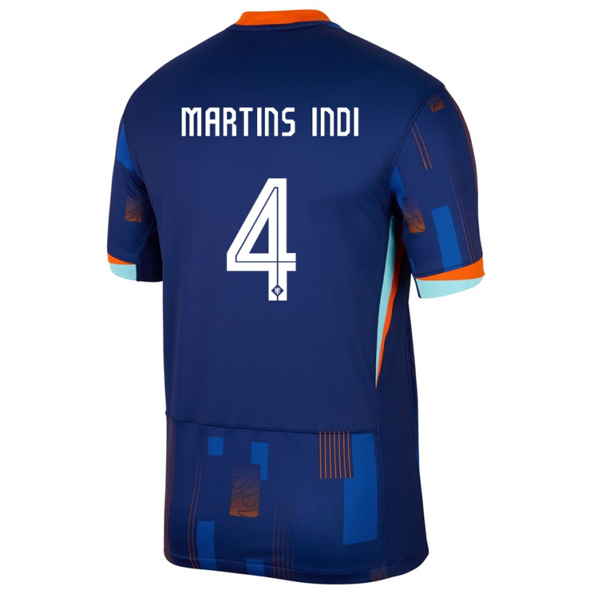 Kinder Niederlande Bruno Martins Indi #4 Blau Auswärtstrikot Trikot 24-26 T-Shirt Schweiz