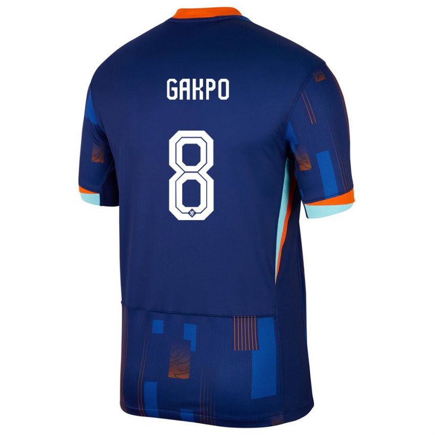 Kinder Niederlande Cody Gakpo #8 Blau Auswärtstrikot Trikot 24-26 T-Shirt Schweiz