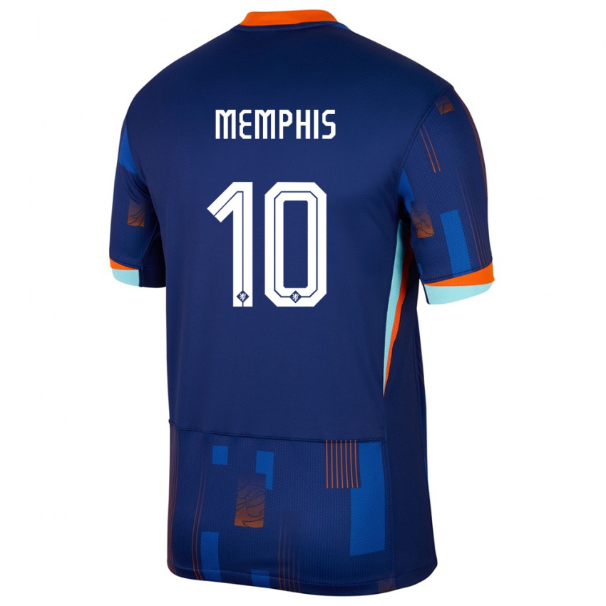 Kinder Niederlande Memphis Depay #10 Blau Auswärtstrikot Trikot 24-26 T-Shirt Schweiz