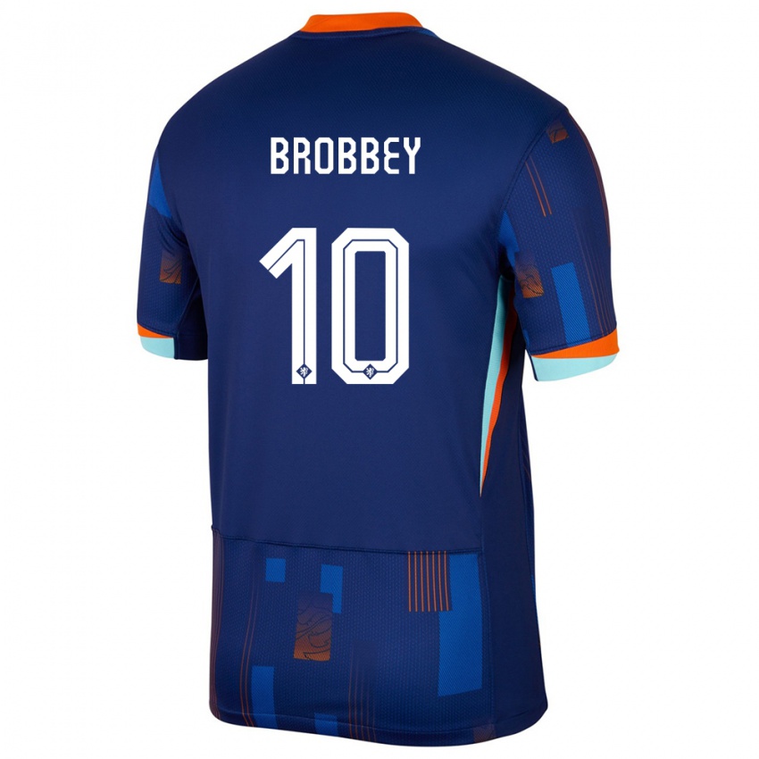 Kinder Niederlande Brian Brobbey #10 Blau Auswärtstrikot Trikot 24-26 T-Shirt Schweiz