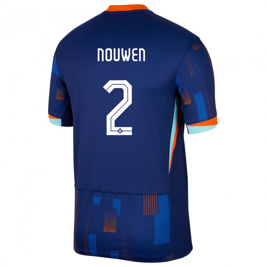 Kinder Niederlande Aniek Nouwen #2 Blau Auswärtstrikot Trikot 24-26 T-Shirt Schweiz
