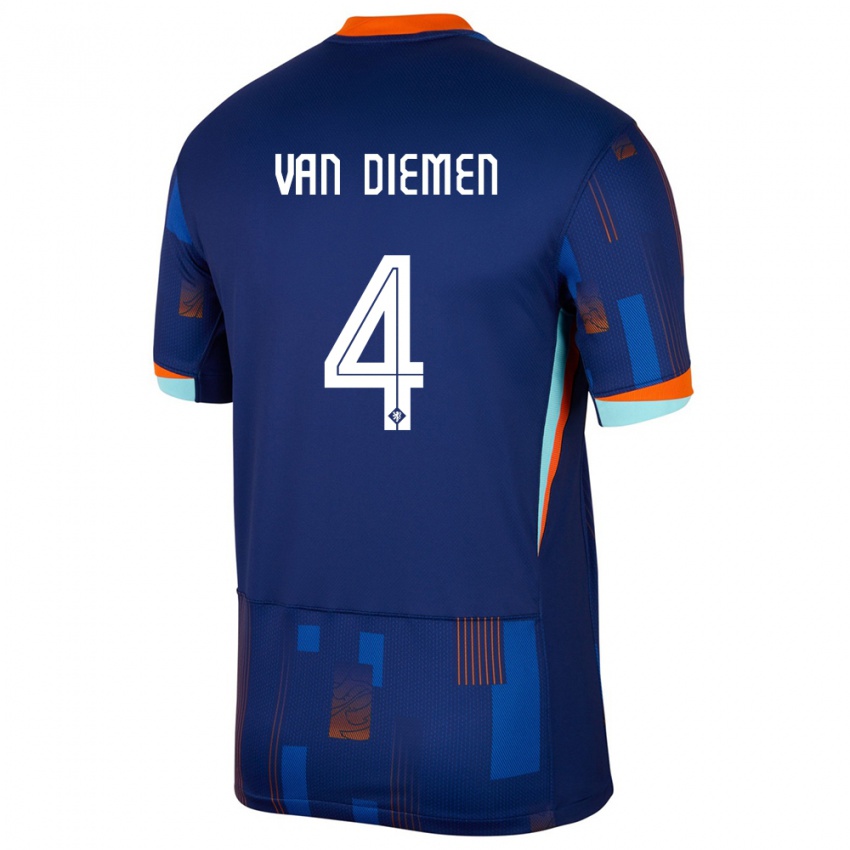 Kinder Niederlande Samantha Van Diemen #4 Blau Auswärtstrikot Trikot 24-26 T-Shirt Schweiz