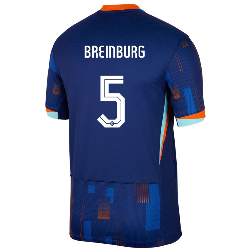 Kinder Niederlande Rainey Breinburg #5 Blau Auswärtstrikot Trikot 24-26 T-Shirt Schweiz