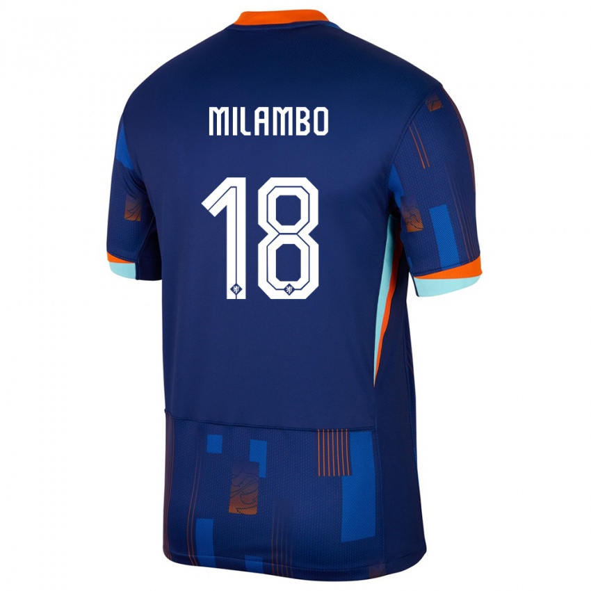 Kinder Niederlande Antoni Milambo #18 Blau Auswärtstrikot Trikot 24-26 T-Shirt Schweiz
