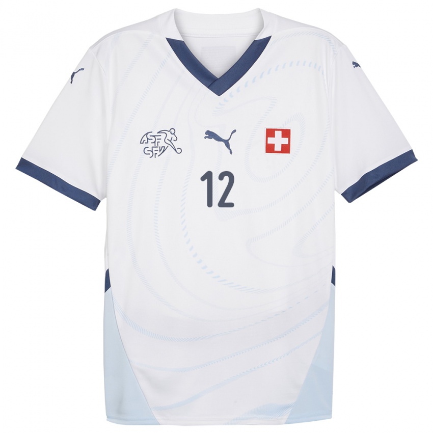 Enfant Maillot Suisse Brian Ernest Atangana #12 Blanc Tenues Extérieur 24-26 T-Shirt Suisse