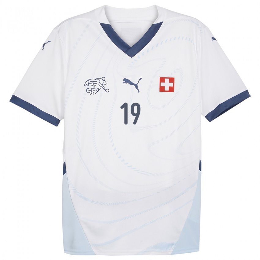 Enfant Maillot Suisse Roggerio Nyakossi #19 Blanc Tenues Extérieur 24-26 T-Shirt Suisse