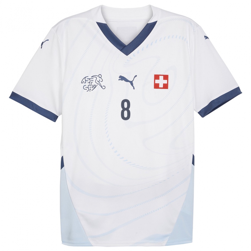 Enfant Maillot Suisse Noah Rupp #8 Blanc Tenues Extérieur 24-26 T-Shirt Suisse