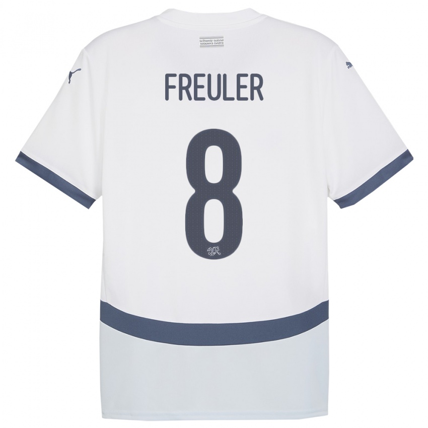 Kinder Schweiz Remo Freuler #8 Weiß Auswärtstrikot Trikot 24-26 T-Shirt Schweiz