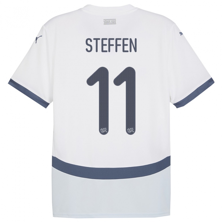Kinder Schweiz Renato Steffen #11 Weiß Auswärtstrikot Trikot 24-26 T-Shirt Schweiz
