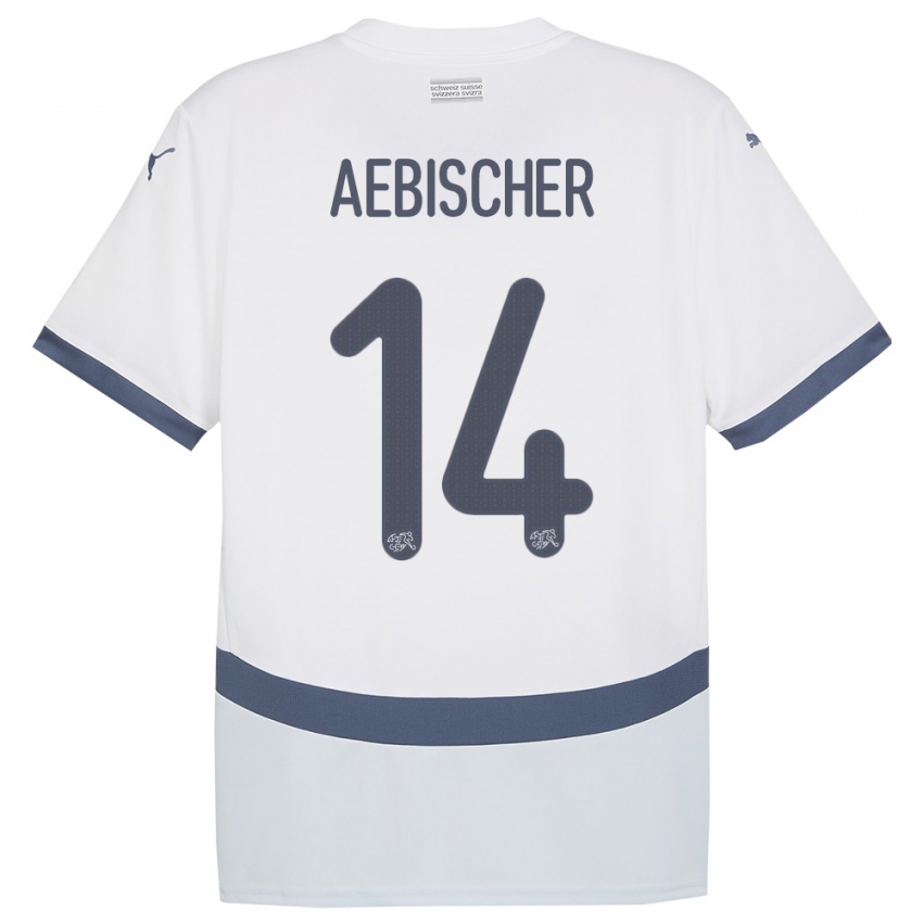 Kinder Schweiz Michel Aebischer #14 Weiß Auswärtstrikot Trikot 24-26 T-Shirt Schweiz