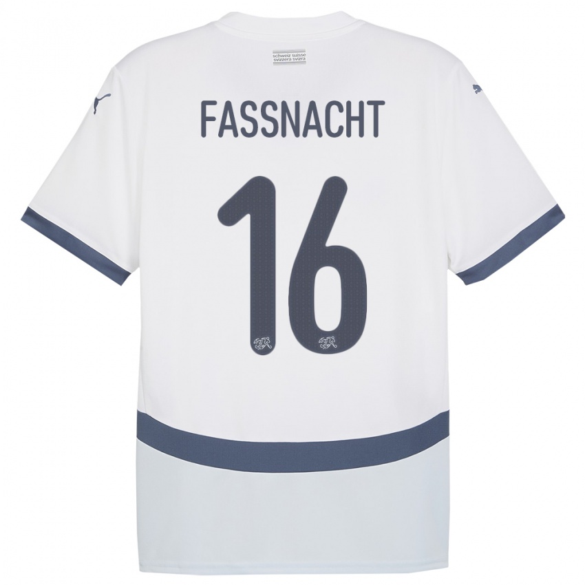 Enfant Maillot Suisse Christian Fassnacht #16 Blanc Tenues Extérieur 24-26 T-Shirt Suisse