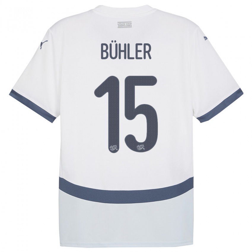 Enfant Maillot Suisse Luana Buhler #15 Blanc Tenues Extérieur 24-26 T-Shirt Suisse