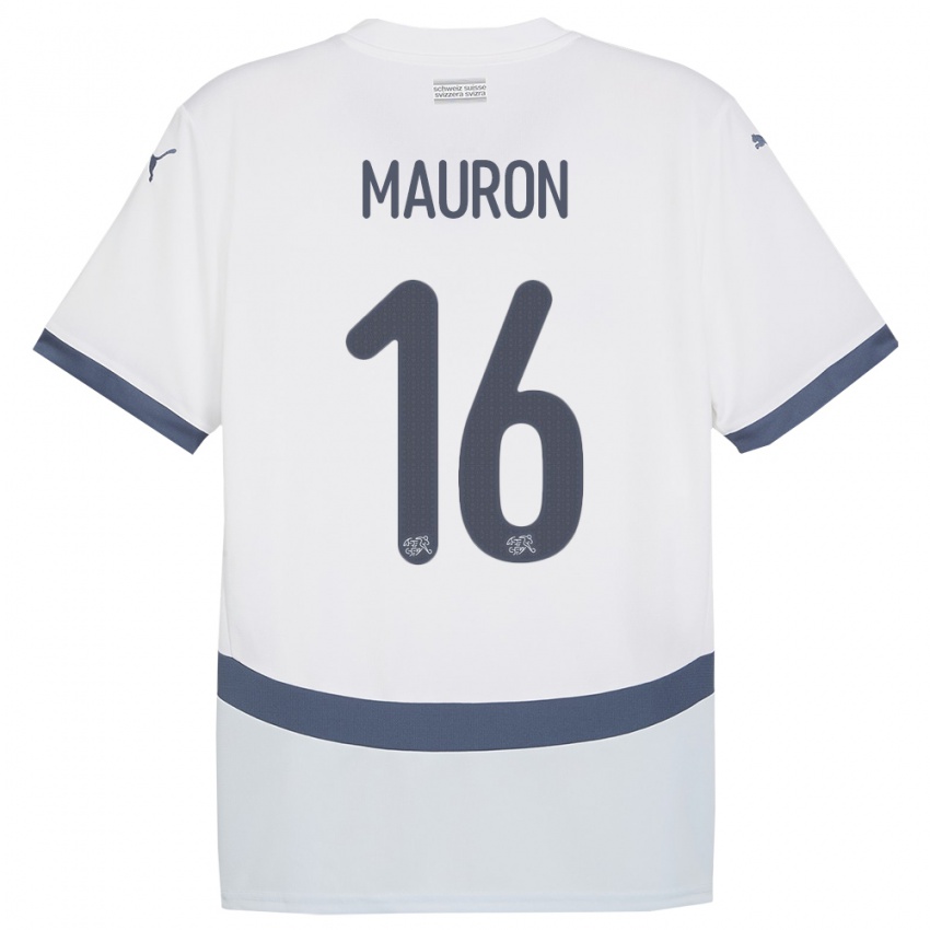 Enfant Maillot Suisse Sandrine Mauron #16 Blanc Tenues Extérieur 24-26 T-Shirt Suisse