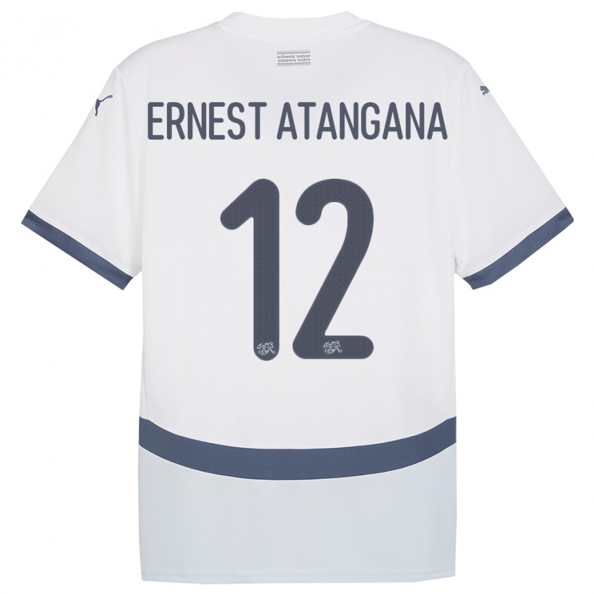 Enfant Maillot Suisse Brian Ernest Atangana #12 Blanc Tenues Extérieur 24-26 T-Shirt Suisse
