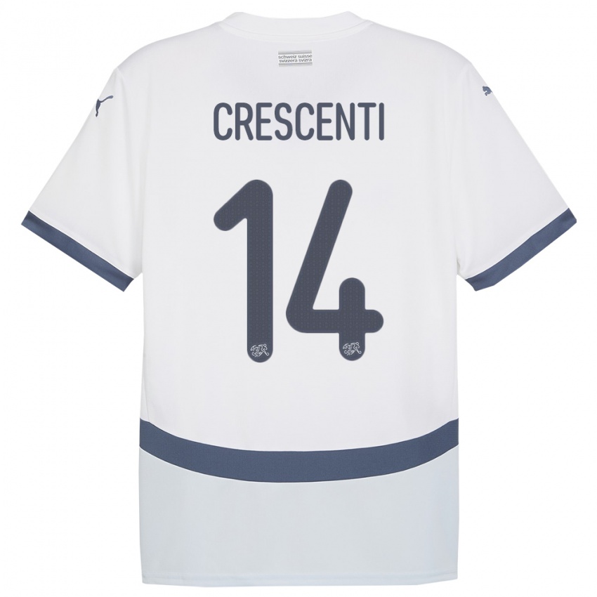 Enfant Maillot Suisse Federico Crescenti #14 Blanc Tenues Extérieur 24-26 T-Shirt Suisse
