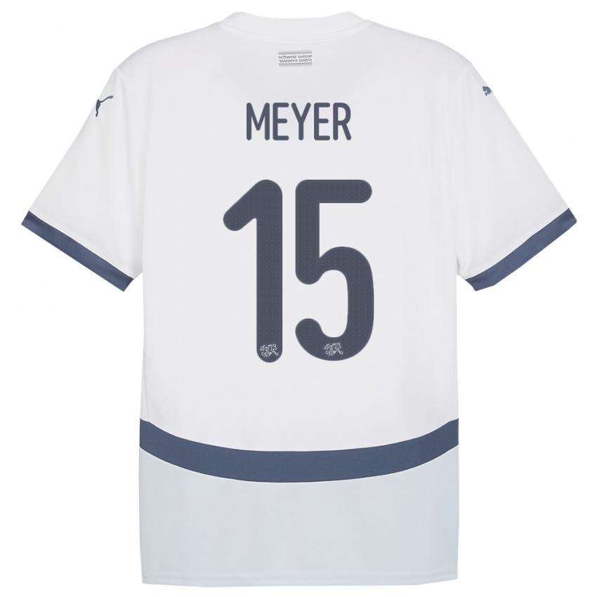 Enfant Maillot Suisse Leny Meyer #15 Blanc Tenues Extérieur 24-26 T-Shirt Suisse