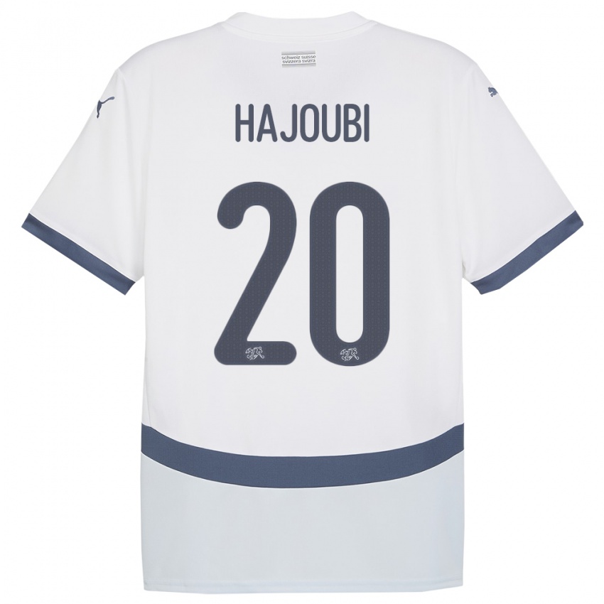Enfant Maillot Suisse Amin Hajoubi #20 Blanc Tenues Extérieur 24-26 T-Shirt Suisse