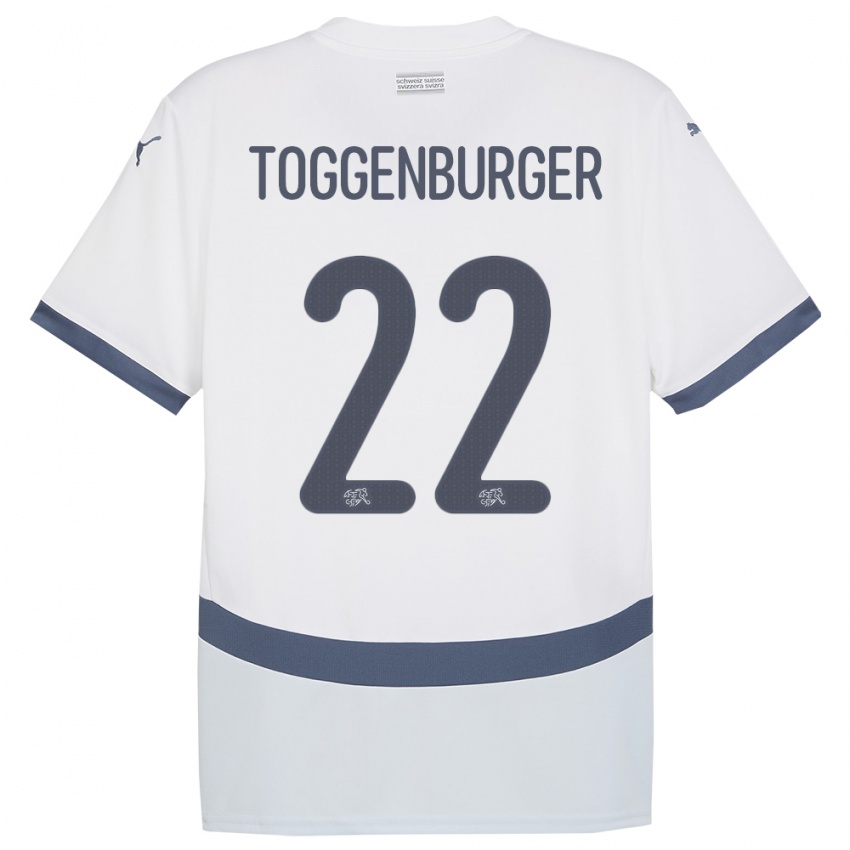 Kinder Schweiz Nando Toggenburger #22 Weiß Auswärtstrikot Trikot 24-26 T-Shirt Schweiz