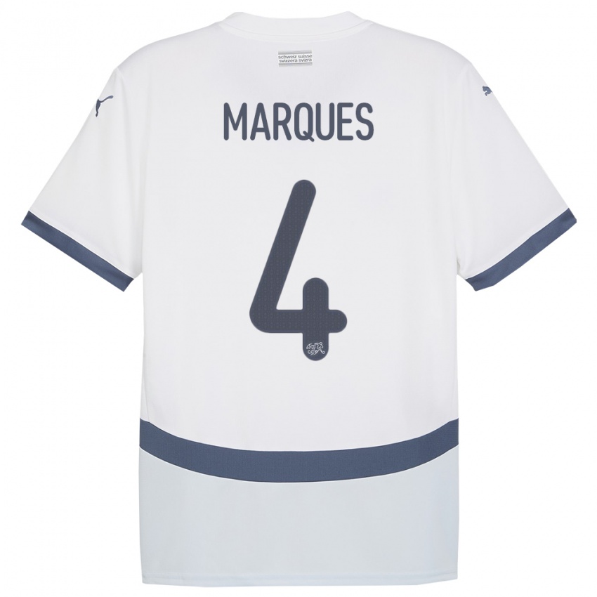 Enfant Maillot Suisse Christian Marques #4 Blanc Tenues Extérieur 24-26 T-Shirt Suisse