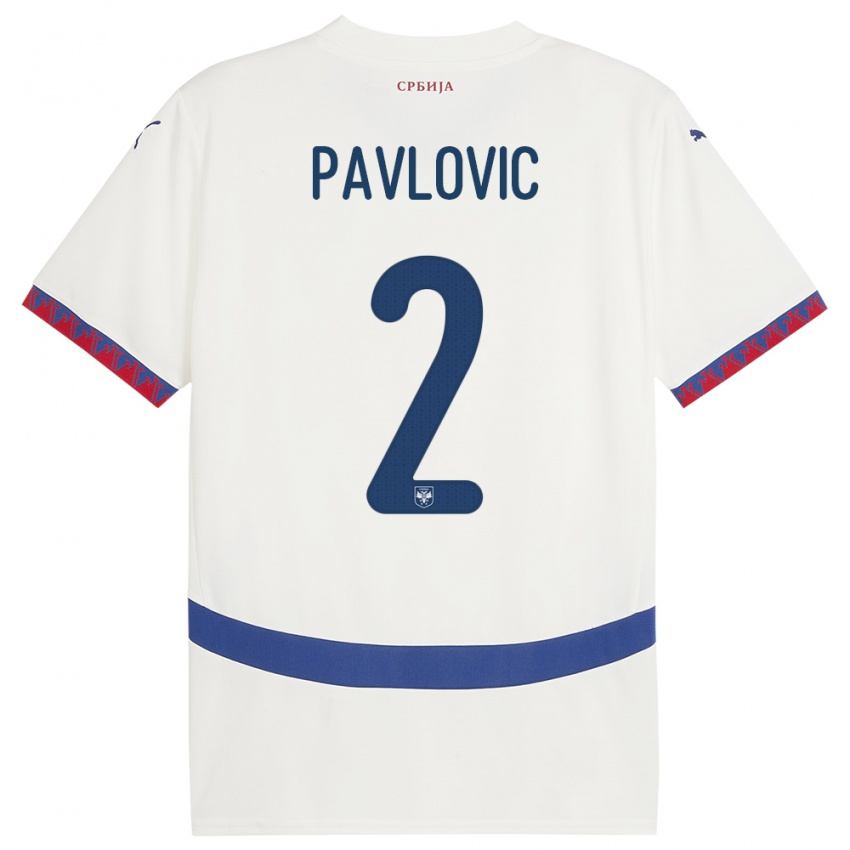 Kinder Serbien Strahinja Pavlovic #2 Weiß Auswärtstrikot Trikot 24-26 T-Shirt Schweiz