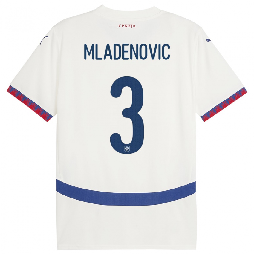 Kinder Serbien Filip Mladenovic #3 Weiß Auswärtstrikot Trikot 24-26 T-Shirt Schweiz