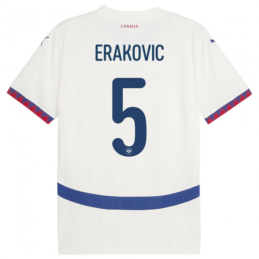 Kinder Serbien Strahinja Erakovic #5 Weiß Auswärtstrikot Trikot 24-26 T-Shirt Schweiz