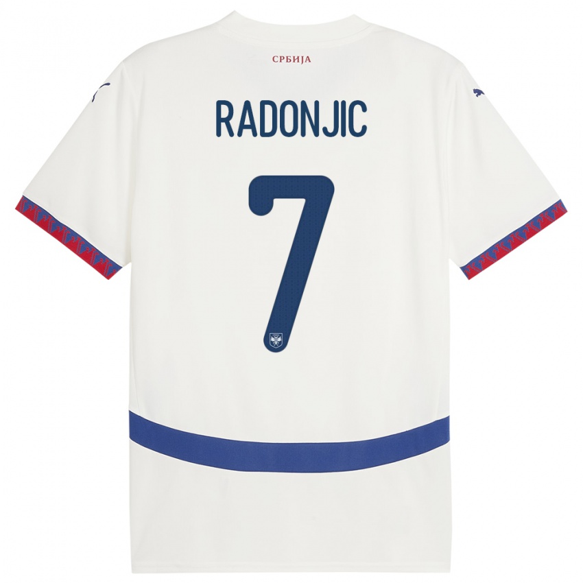 Kinder Serbien Nemanja Radonjic #7 Weiß Auswärtstrikot Trikot 24-26 T-Shirt Schweiz