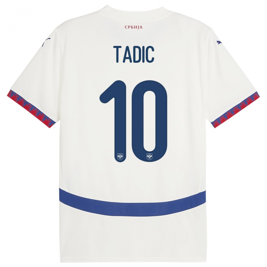 Kinder Serbien Dusan Tadic #10 Weiß Auswärtstrikot Trikot 24-26 T-Shirt Schweiz