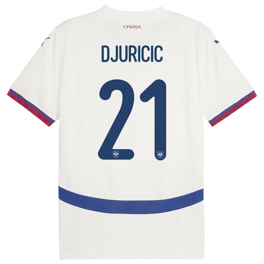 Kinder Serbien Filip Djuricic #21 Weiß Auswärtstrikot Trikot 24-26 T-Shirt Schweiz