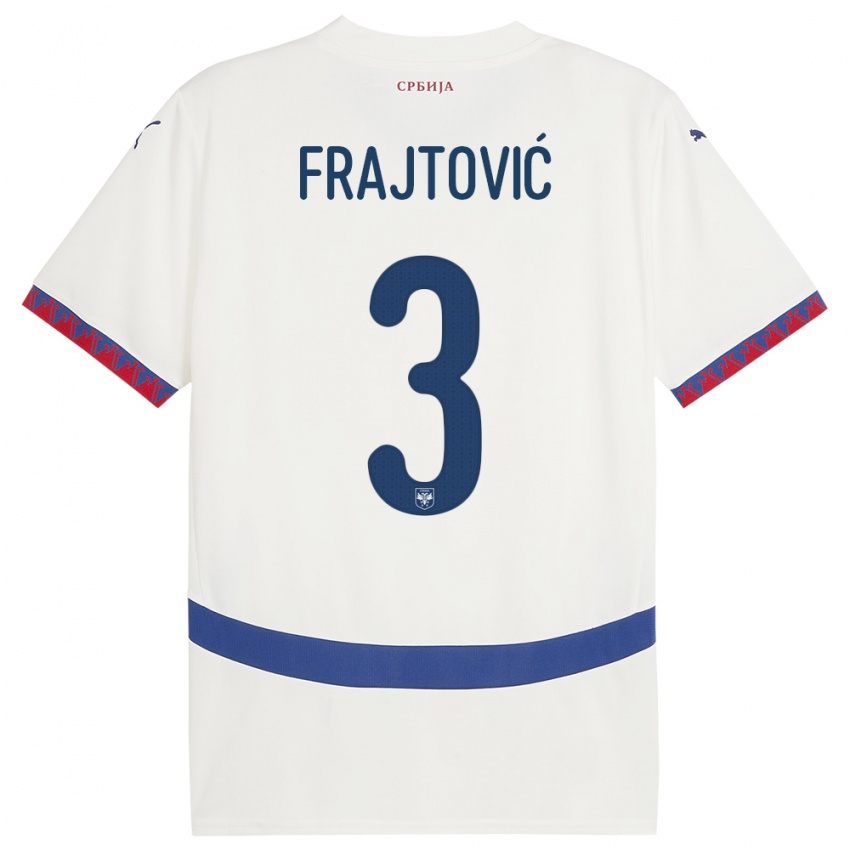 Enfant Maillot Serbie Andela Frajtovic #3 Blanc Tenues Extérieur 24-26 T-Shirt Suisse