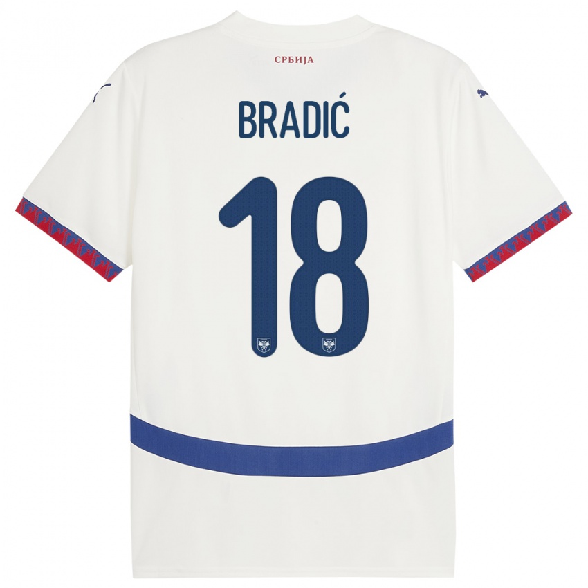 Enfant Maillot Serbie Biljana Bradic #18 Blanc Tenues Extérieur 24-26 T-Shirt Suisse