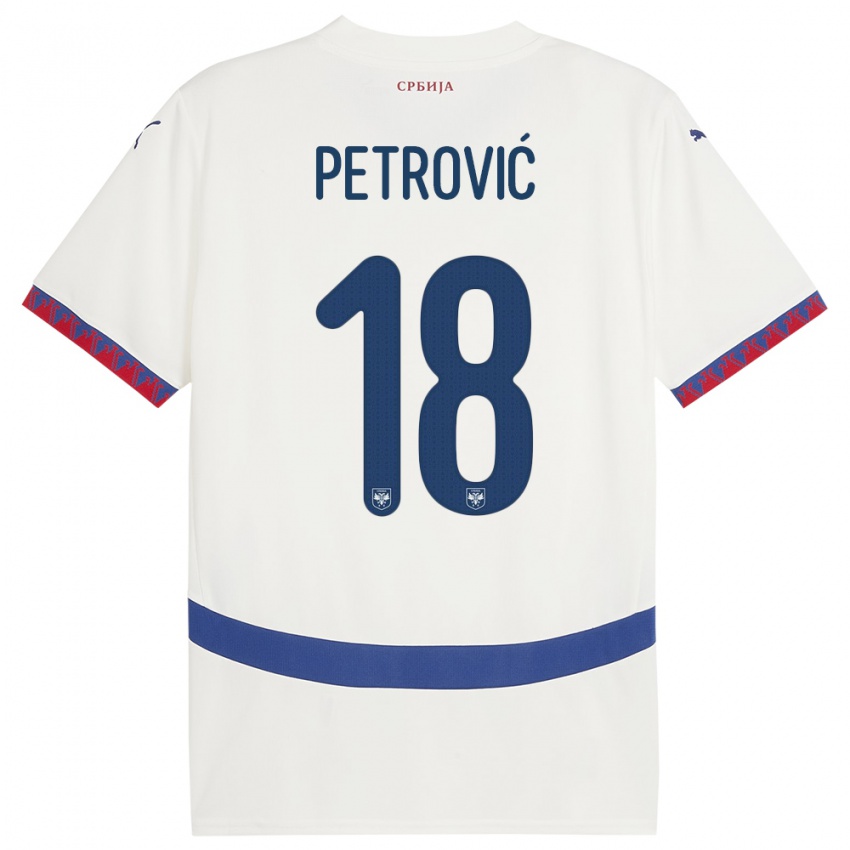 Kinder Serbien Emilija Petrovic #18 Weiß Auswärtstrikot Trikot 24-26 T-Shirt Schweiz