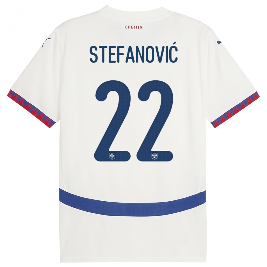 Enfant Maillot Serbie Dejana Stefanovic #22 Blanc Tenues Extérieur 24-26 T-Shirt Suisse