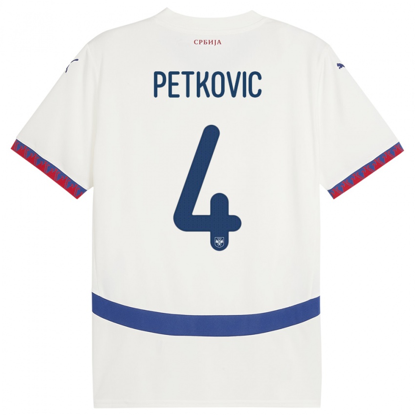 Kinder Serbien Nikola Petkovic #4 Weiß Auswärtstrikot Trikot 24-26 T-Shirt Schweiz